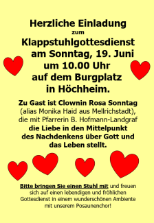 Herzliche Einladung zum Gottesdienst am 19.6.2022