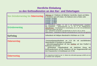 Gottesdienste über Ostern 2026