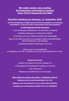Ausflug Senioren/innen 2026